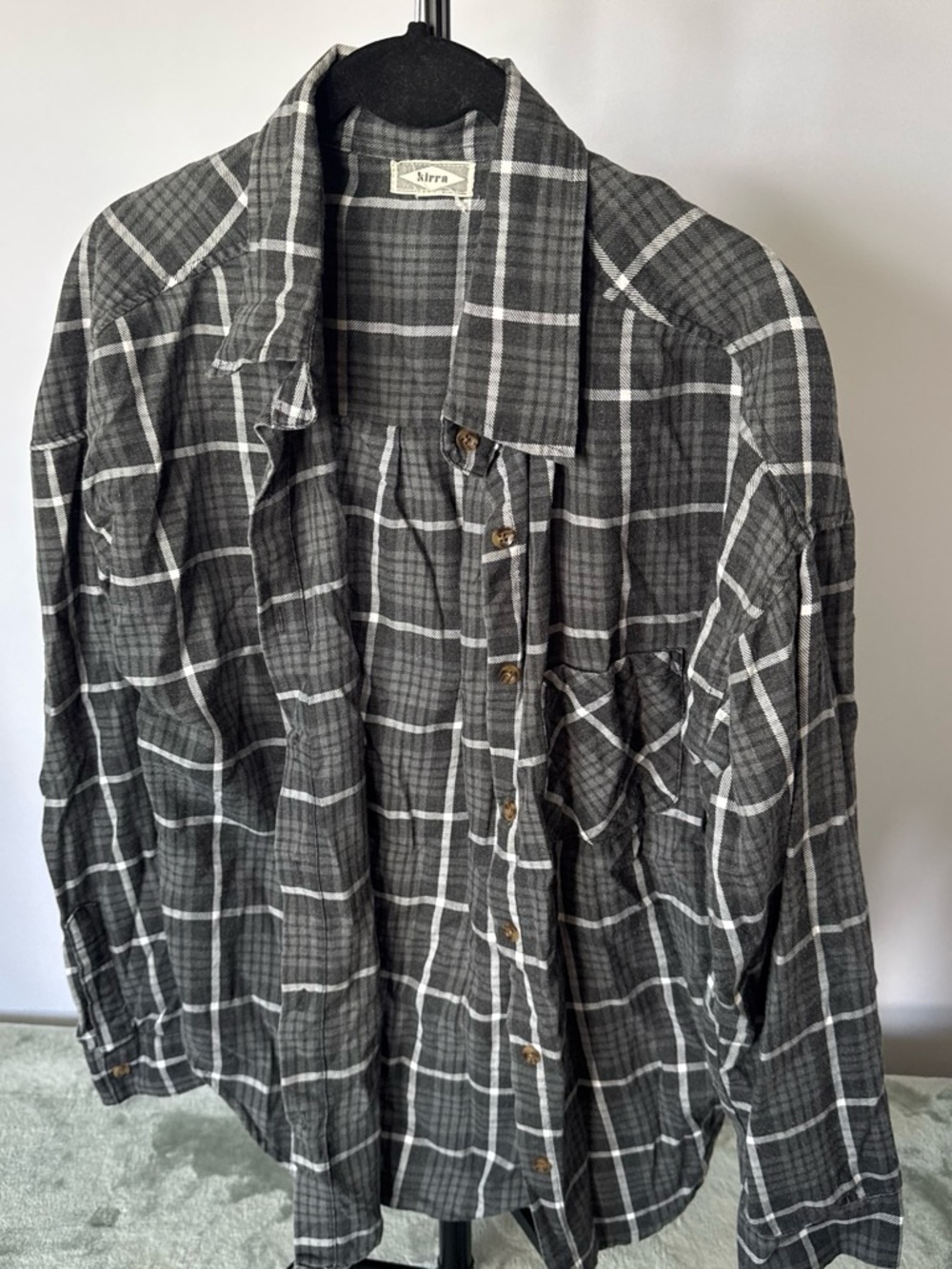 Women’s’ Gray Plaid Button-Up Shirt Jacket